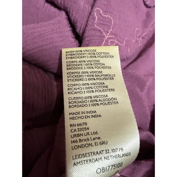 Free People Estella Purple Floral Embroidered Long Sleeve Ruffle Mini Dress XS - Picture 4 of 4